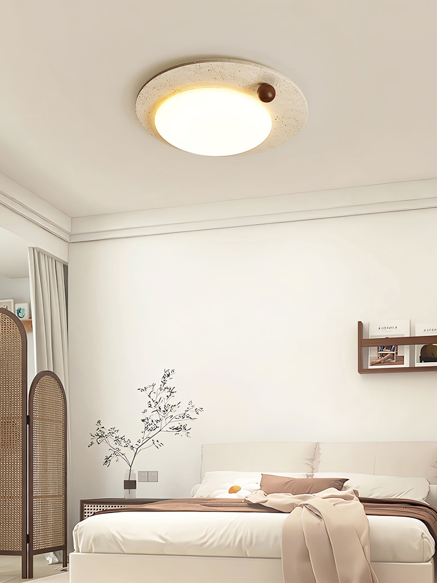 Circular Travertine  Ceiling Light