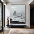 Monochrome Coastal Rock Abstract Painting