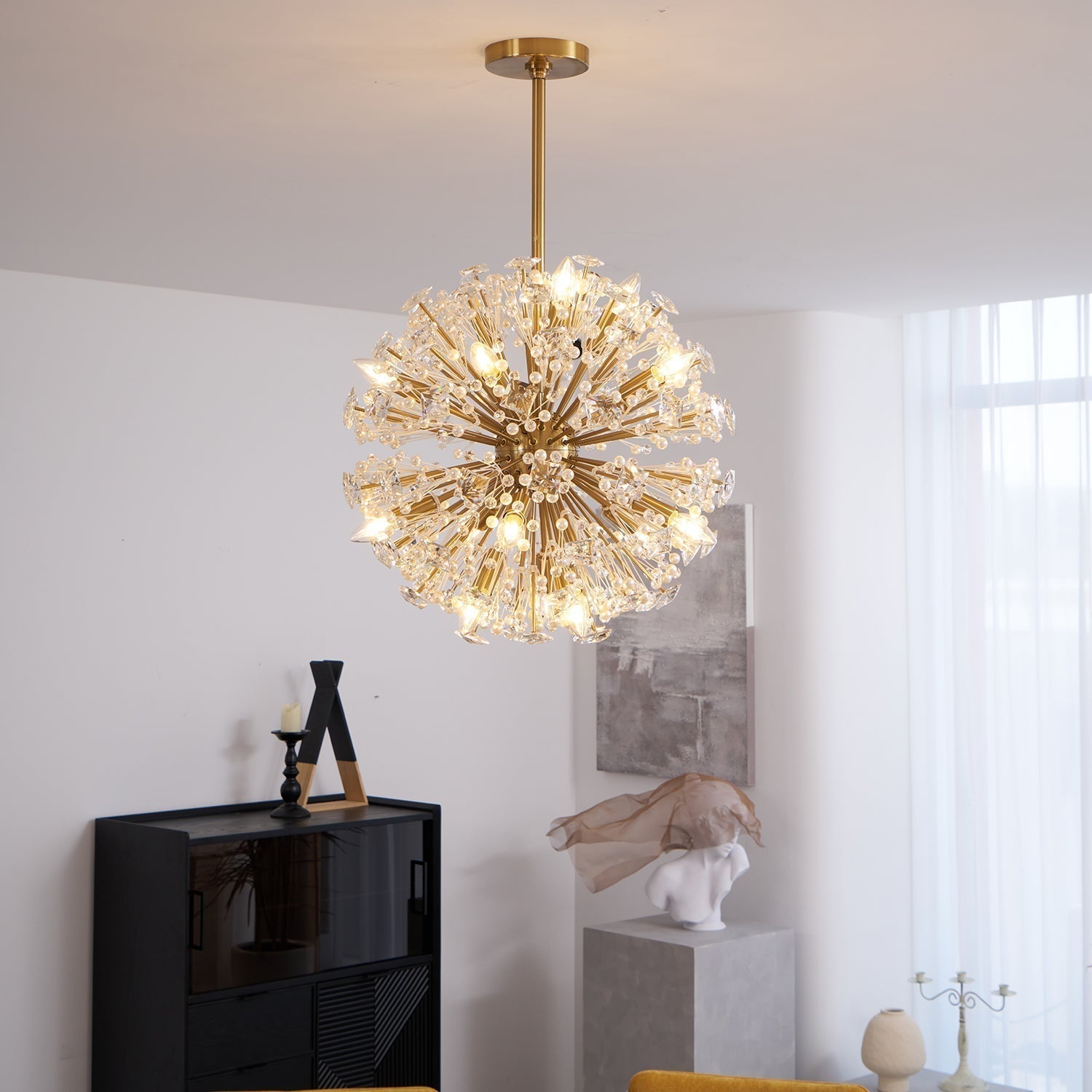 Aurora Chandelier Dickinson Gold Crystal Starburst