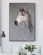 Monochrome Horse Head Oil Painting