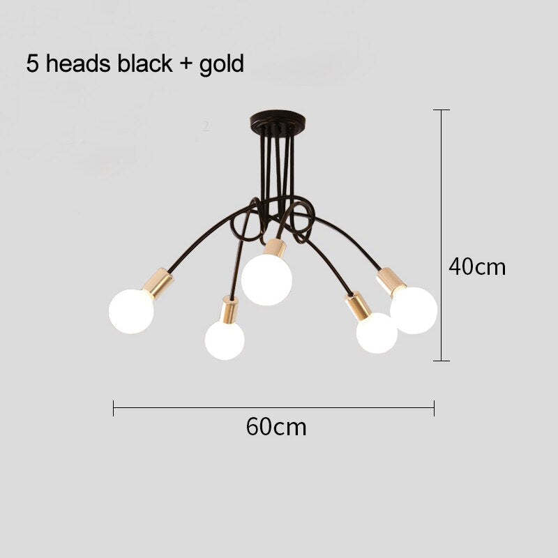 Arisha Modern Linear Curve Metal Ceiling Light, Dining Room/Living Room
