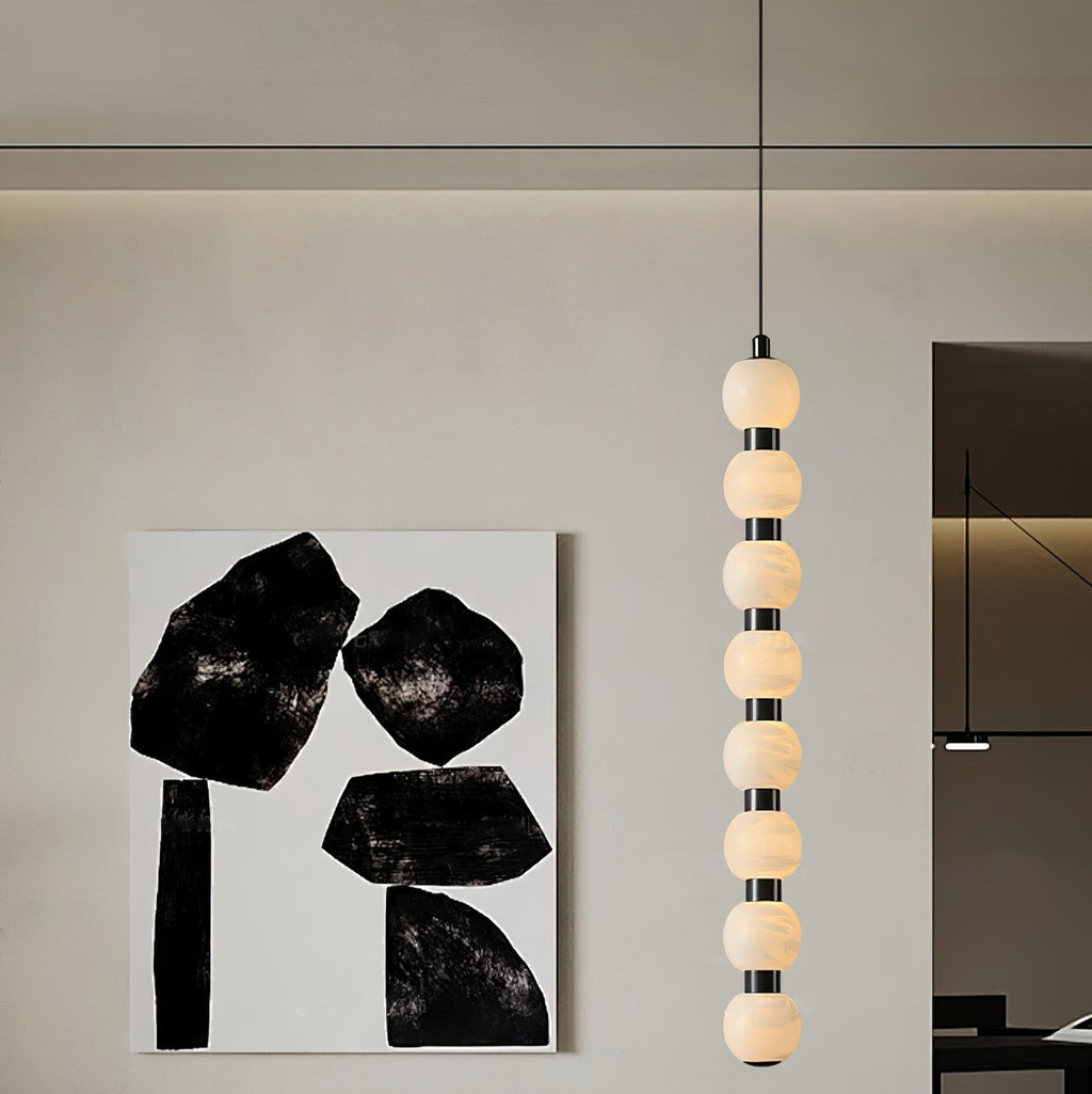 Lyra Modern Alabaster Pendant Light Staircase