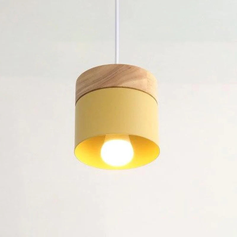 Valentina Modern Can Shape Metal/Wood Pendant Light