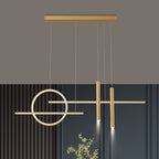 Arisha Minimalism Led Pendant Light, Irregular Ring, Black/Glod