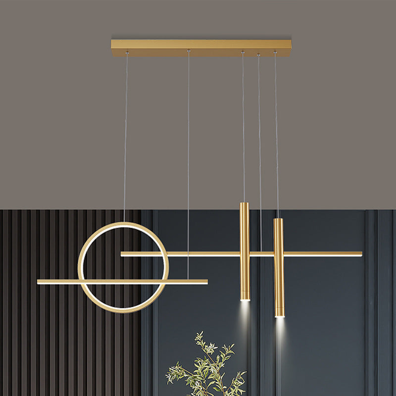Arisha Minimalism Led Pendant Light, Irregular Ring, Black/Glod
