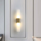 Arisha Modern Double Headed Metal Glass Vanity Wall Lamp, Black/Gold