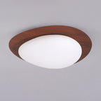 Arisha Flush Mount Ceiling Light Modern, Metal, Walnut/Natural