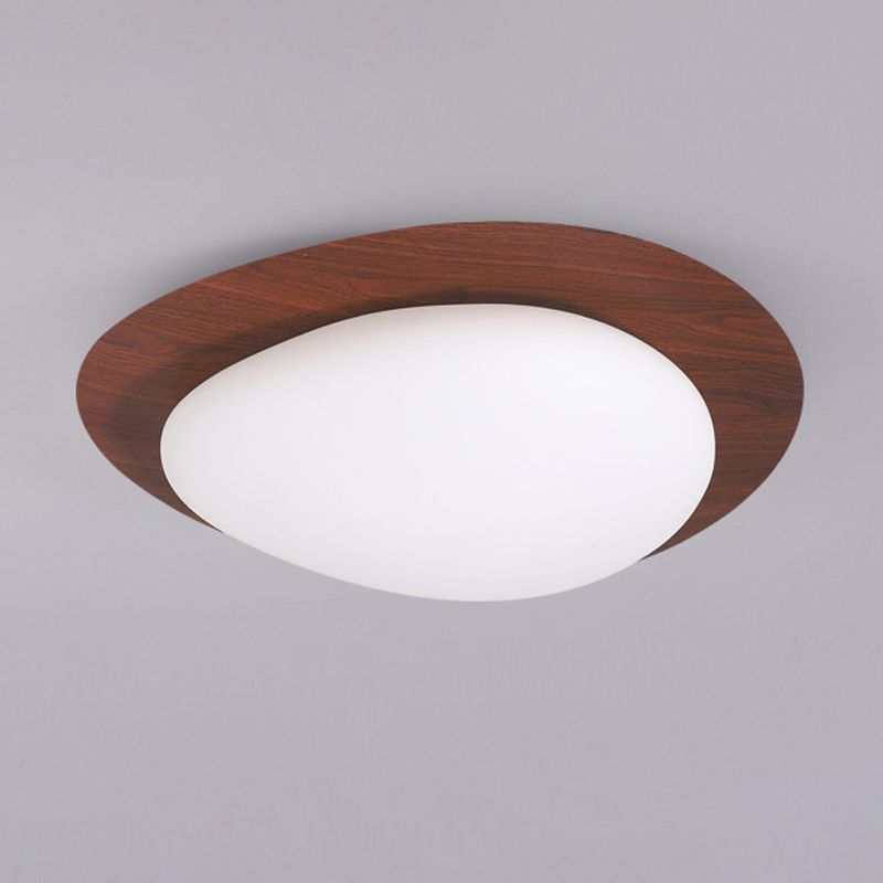 Arisha Flush Mount Ceiling Light Modern, Metal, Walnut/Natural