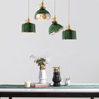 Valentina Retro LED Pendant Light Metal Green Glass Dining Room