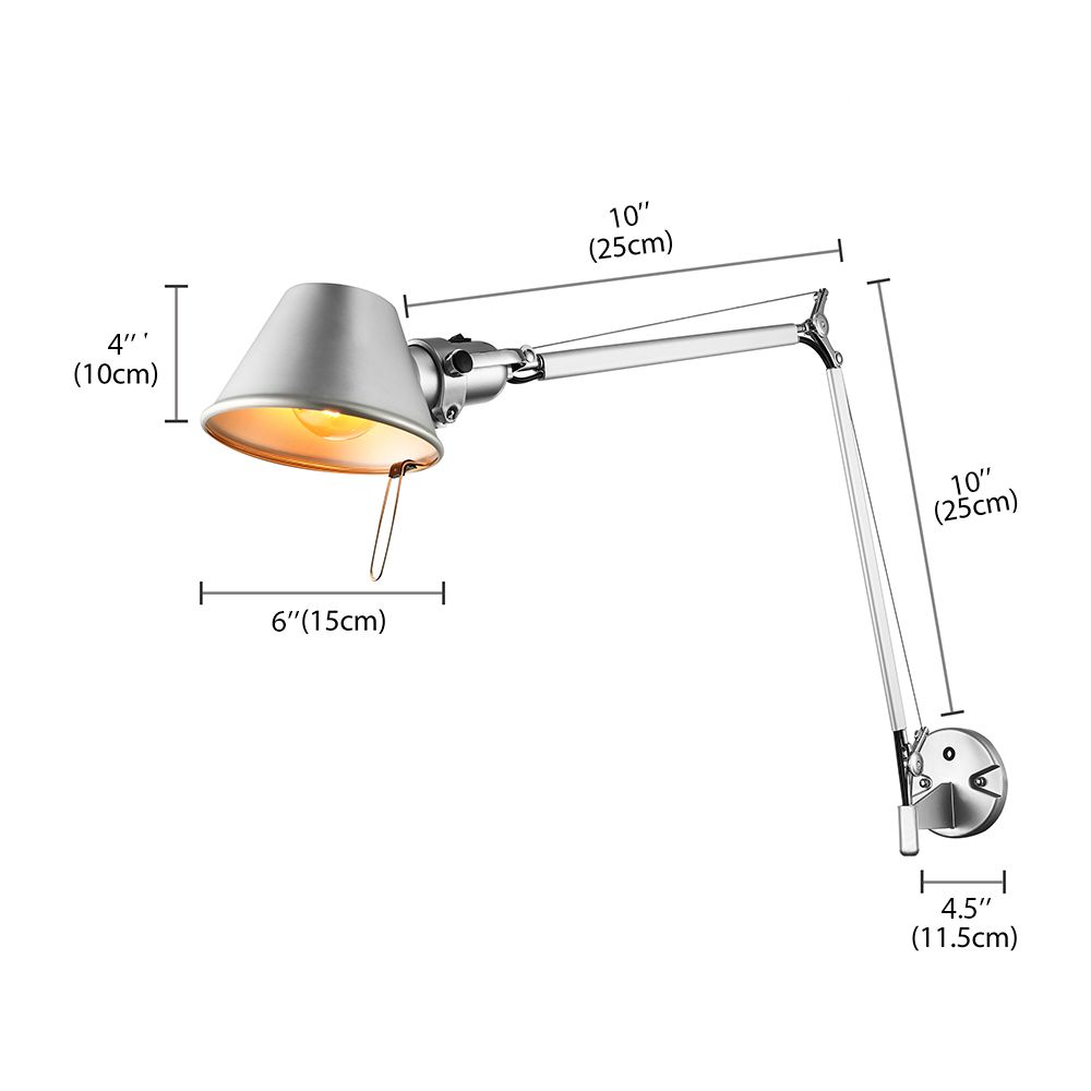 Epoch Modern Simple Adjustable Wall Lamp, Black/Chrome, Bedroom