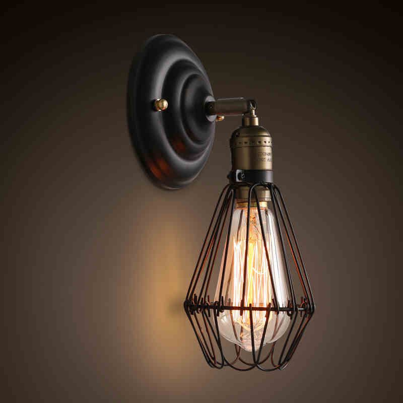 Alessio Industrial Lantern Shaped Metal Wall Lamp, Black/Rust
