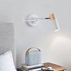 Muto Nordic Can Shaped Adjustable Wall Lamp, Metal/Wood, White