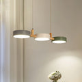 Aira Metal & Wood 3 Heads Circular LED Pendant Light