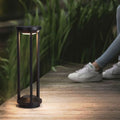Ray Modern Metal Cylindrical Hollow Outdoor Bollard Light, Black