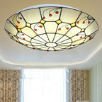Tiffany Rustic Glass Flush Mount Ceiling Light, White, Kitchen