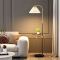 Ozawa Pleated Metal Floor Lamp With Shelves,Gold-Black/Gold