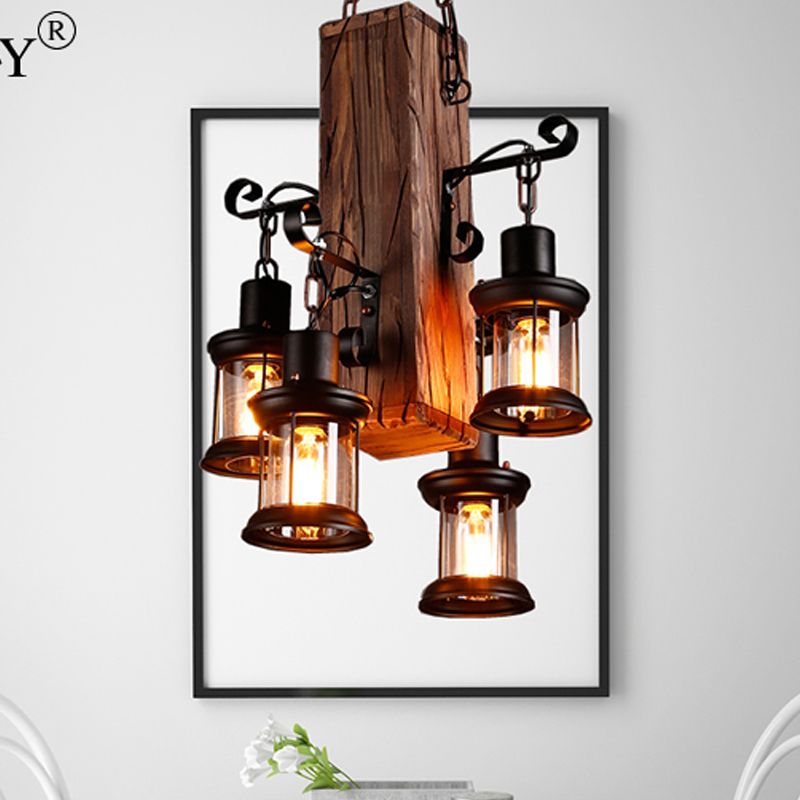 Austin Industrial Lantern Wood Pendant Light