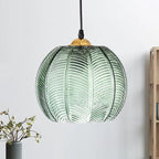 Aira Green Nordic Artistic Ribbed Glass Pendant Light