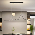 Arisha Minimalist Wavy Metal Pendant Light, Black/White/Gold