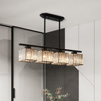 Kristy Crystal Square Pendant Light, Black & Gold, 3/4 Heads