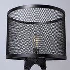 Alessio Modern Cylinder Mesh Screen Metal Floor Lamp, Black
