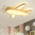 Arisha Modern Art Deco Airplane Flush Mount Ceiling Light, Wood/Dark Wood