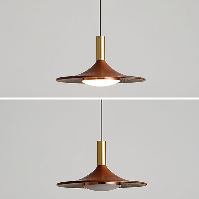 Arisha Rustic Cap-shaped Wooden Pendant Light, Natural Wood