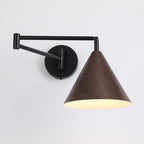 Muto Cone Shaped Adjustable Wall Lamp, Metal/Wood, Bedroom