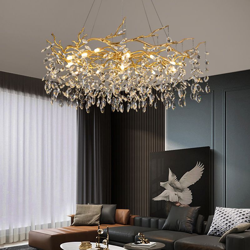 Kristy Contemporary Gold Glass Crystal Chandelier