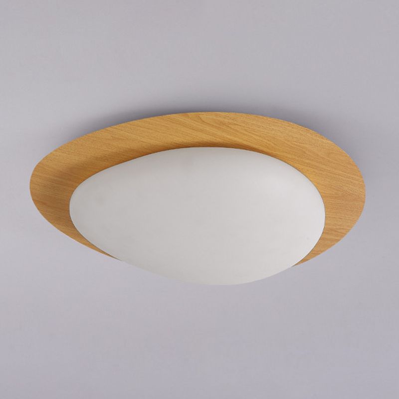 Arisha Flush Mount Ceiling Light Modern, Metal, Walnut/Natural