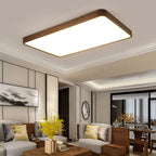 Muto Modern Geometric Walnut LED Flush Mount Ceiling Light