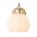 Valentina Nordic Flower Vanity Glass Metal Wall Lamp, Gold/Ivory