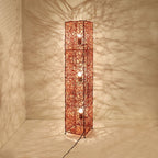 Ritta Retro Vase Wood Rattan Floor Lamp, White/Brown