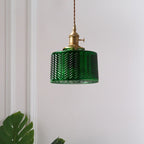 Valentina Retro LED Pendant Light Metal Green Glass Dining Room