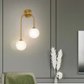 Valentina Modern Arc Globe Glass Wall Lamp, Brass, Living Room