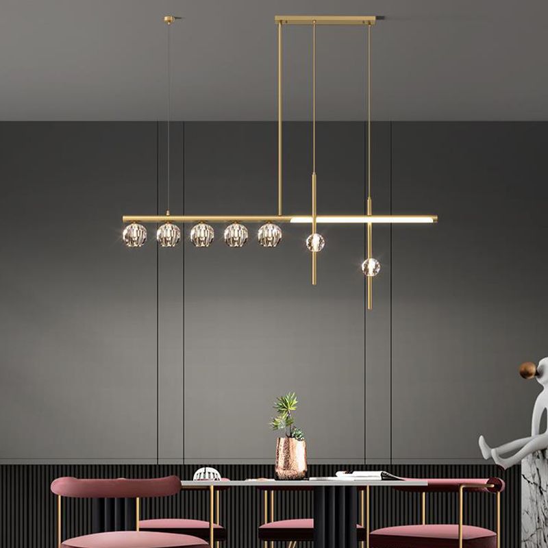 Kristy Metal & Crystal Pendant Light, Gold