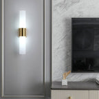 Arisha Modern Double Headed Metal Glass Vanity Wall Lamp, Black/Gold