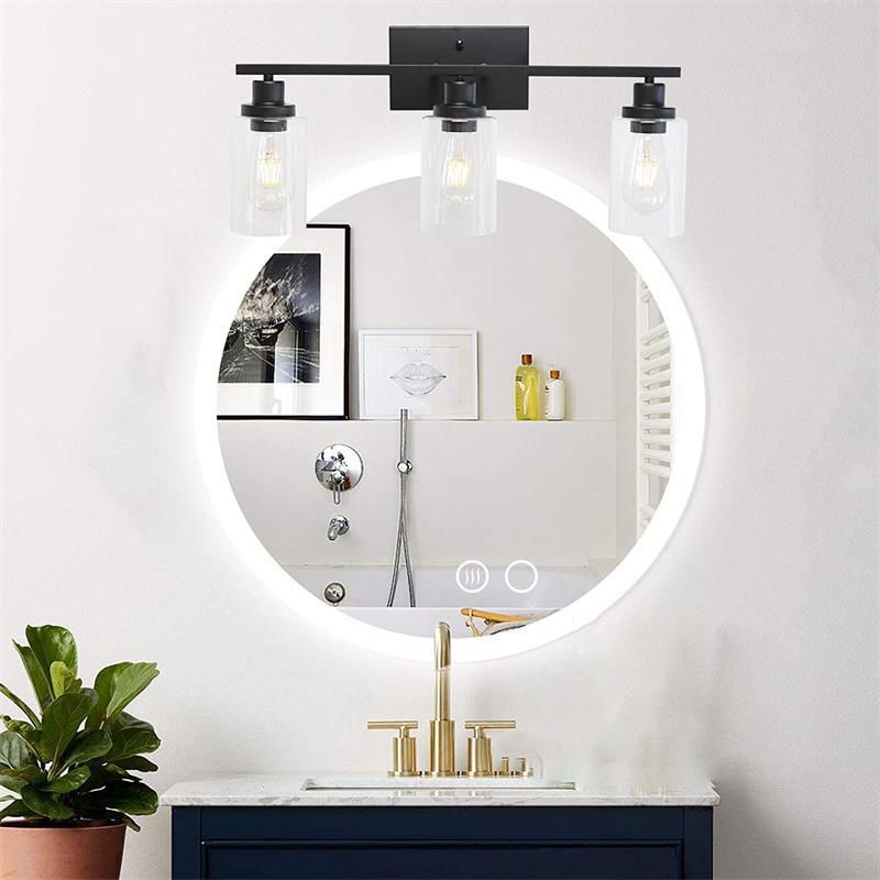 Silva Modern Mirror Front Black Vanity Wall Lamp, Metal/Glass