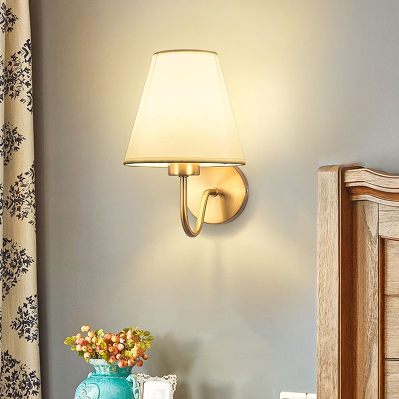 Tiffany Nordic Fabric Metal Vanity Wall Lamp, Black/White/Coffee/Flaxen