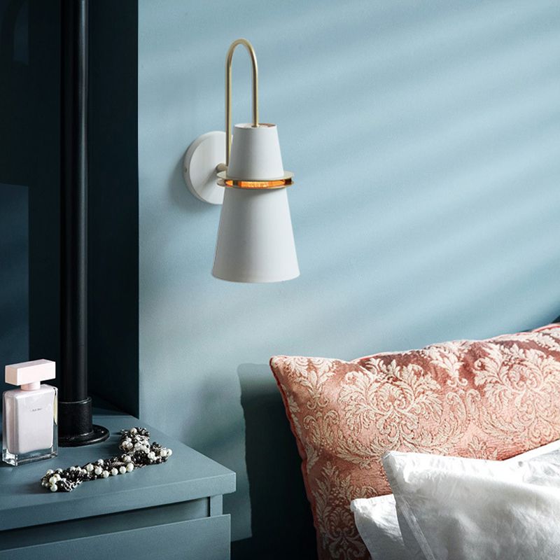 Valentina Modern Cone Metal Wall Lamp, Black/White/Blue