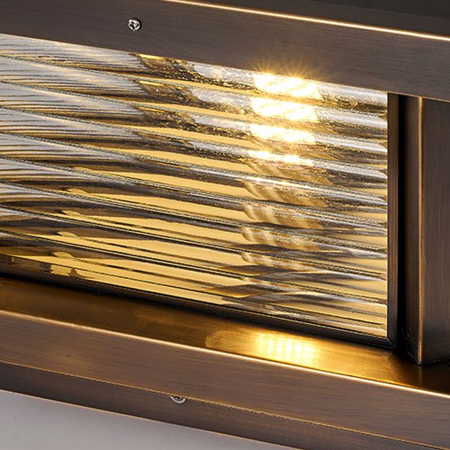 Ray Modern Rectangular Metal Outdoor Solar Lamp, Black/ Brass/Bronze