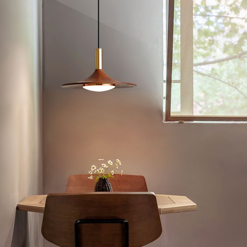Arisha Rustic Cap-shaped Wooden Pendant Light, Natural Wood