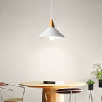 Valentina Minimalist Cap-shaped Metal Pendant Light, Natural Wood