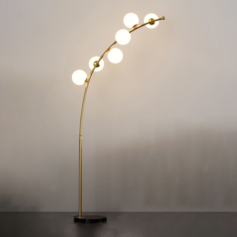 Valentina Modern Arc Multi Head Bubble Floor Lamp Black/Gold