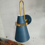 Valentina Modern Cone Metal Wall Lamp, Black/White/Blue