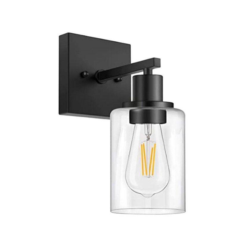 Silva Modern Mirror Front Black Vanity Wall Lamp, Metal/Glass