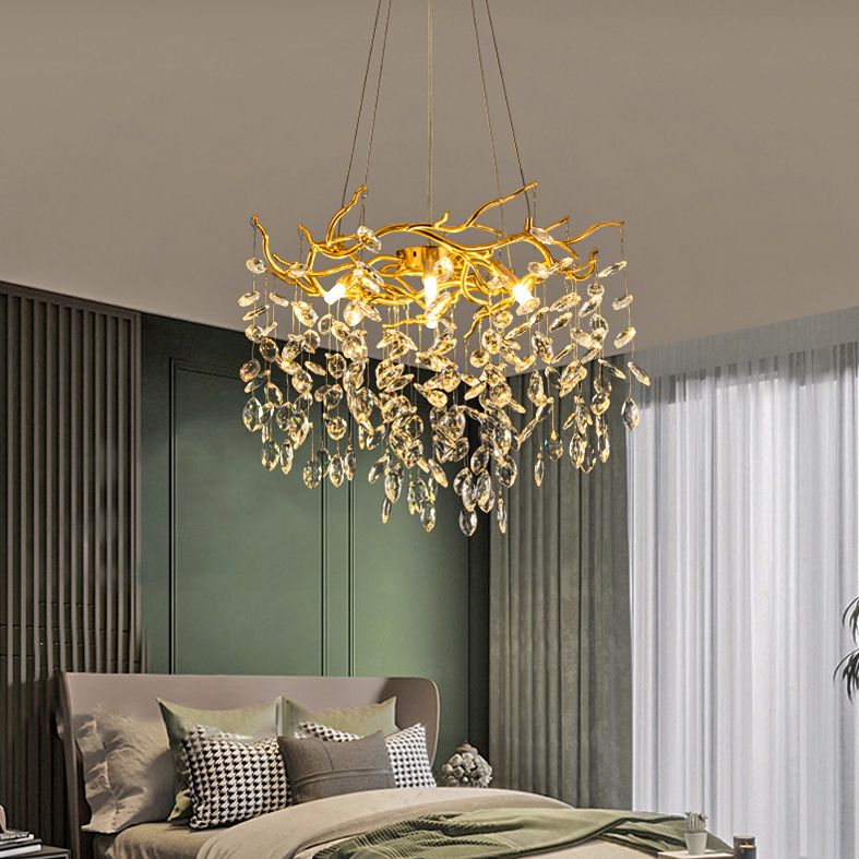 Kristy Contemporary Gold Glass Crystal Chandelier