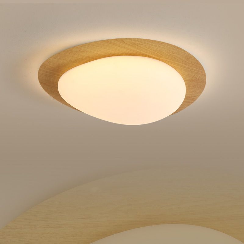 Arisha Flush Mount Ceiling Light Modern, Metal, Walnut/Natural