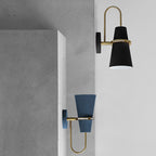 Valentina Modern Cone Metal Wall Lamp, Black/White/Blue