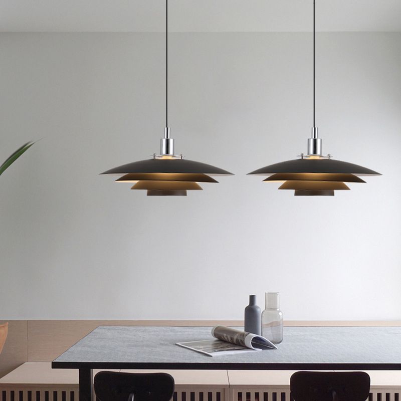 Nylo Contemporary Minimalist Frisbee Shaped Metal Pendant Light